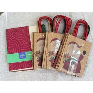 Christmas Gifts Bags Bulk Lot 12-Bags 5” X 6.5” & 1-Package Of Tissue Paper New